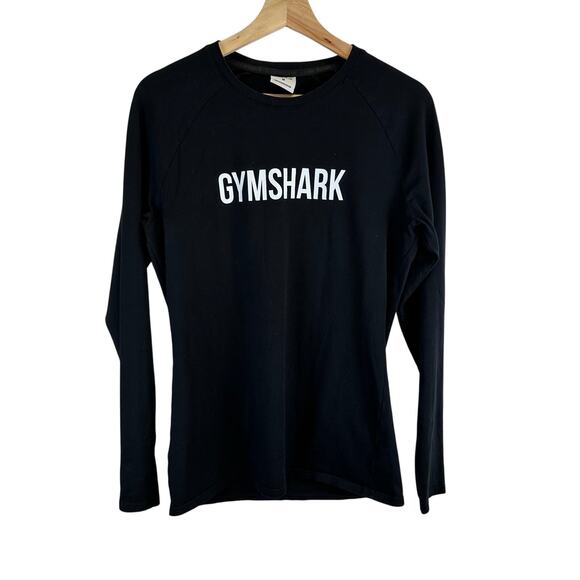 Gymshark Long Sleeve Black Logo Fitted Raglan T Shirt Womens Medium Athleisure - Picture 1 of 12